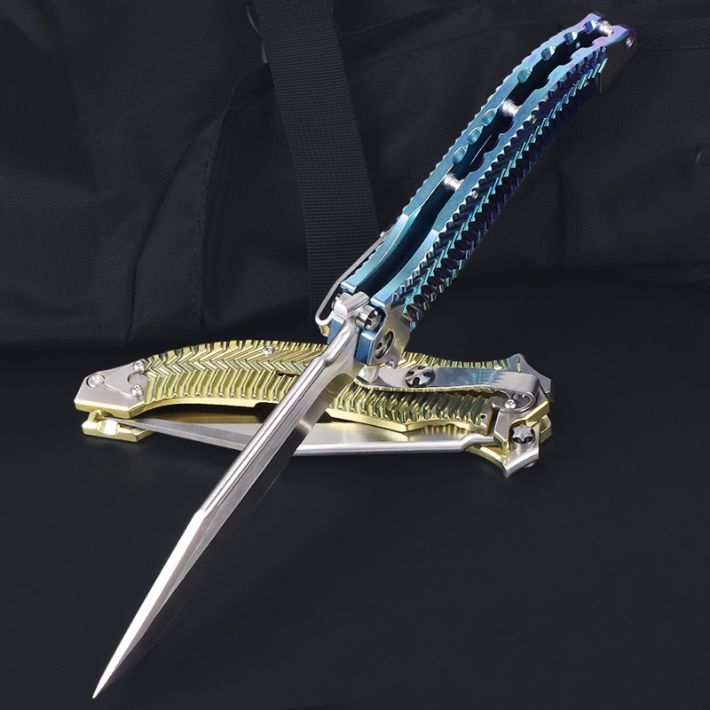 DDR Basketball Blade Two Colors VG10 Material Titanium Handle Big Hunting Knife UD408821